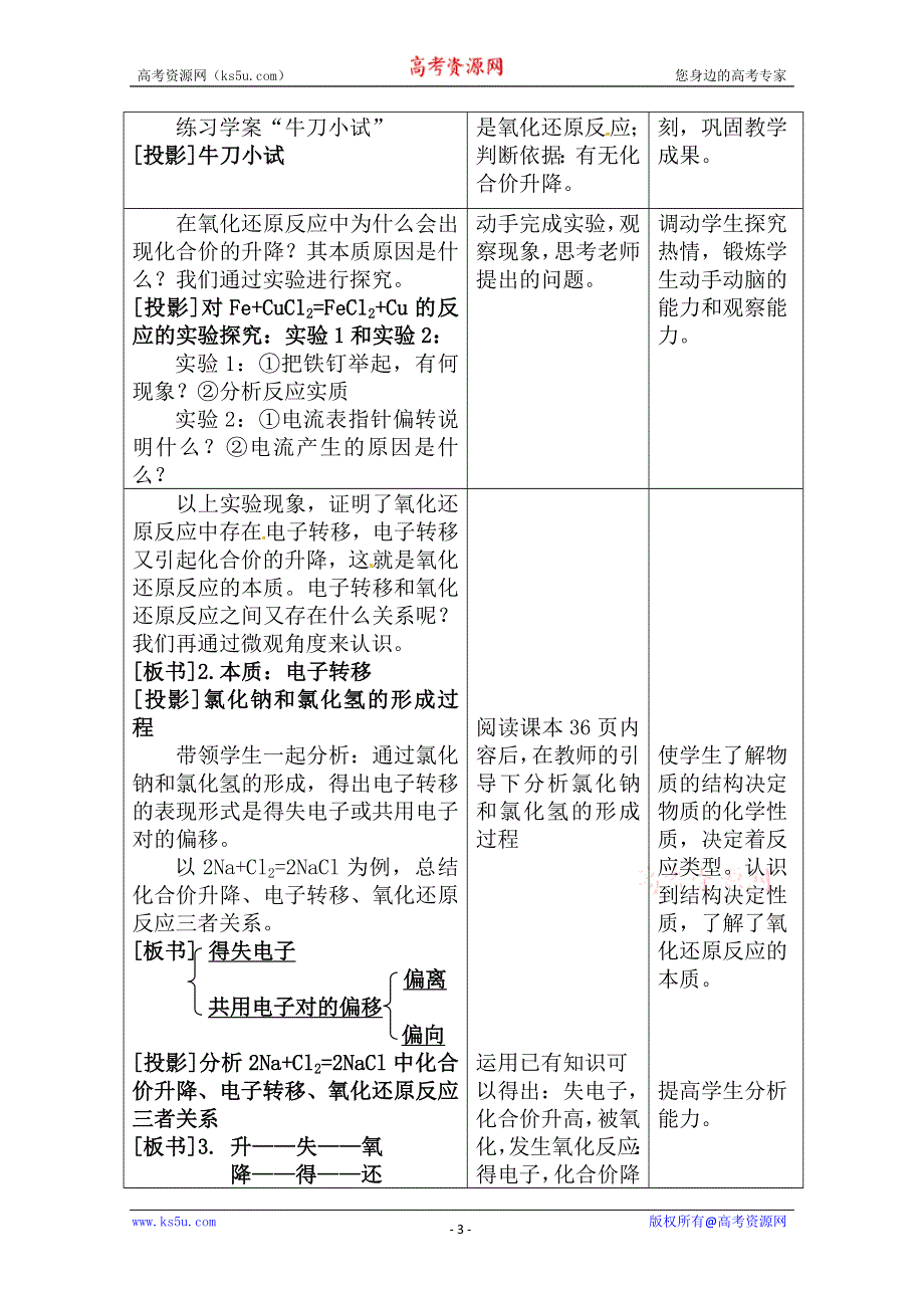 云南省玉溪一中高一化学《氧化还原反应》教案.doc_第3页