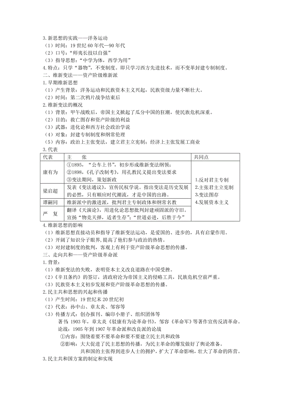 2013届高三人民版历史一轮复习学案：必修3 专题3 近代中国思想解放的潮流.doc_第2页