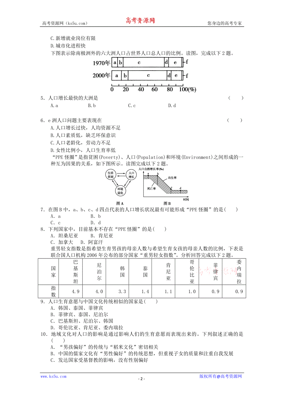 2011年高一地理：必修二第一章人口的数量变化同步练习4（新人教必修二）.doc_第2页