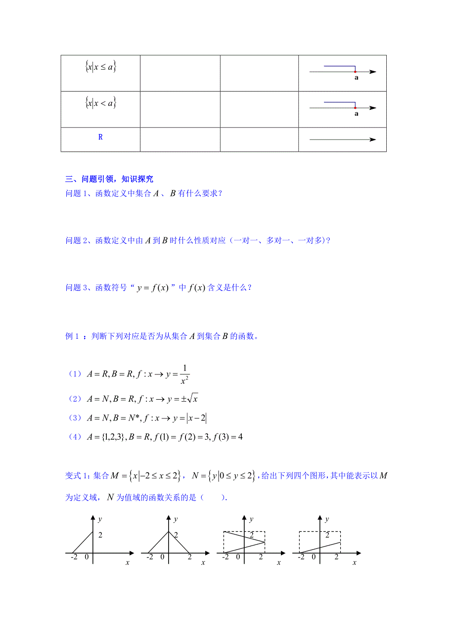 云南省潞西市芒市中学人教A版高中数学必修一导学案：1.2.1（1）函数的概念 WORD版缺答案.doc_第2页