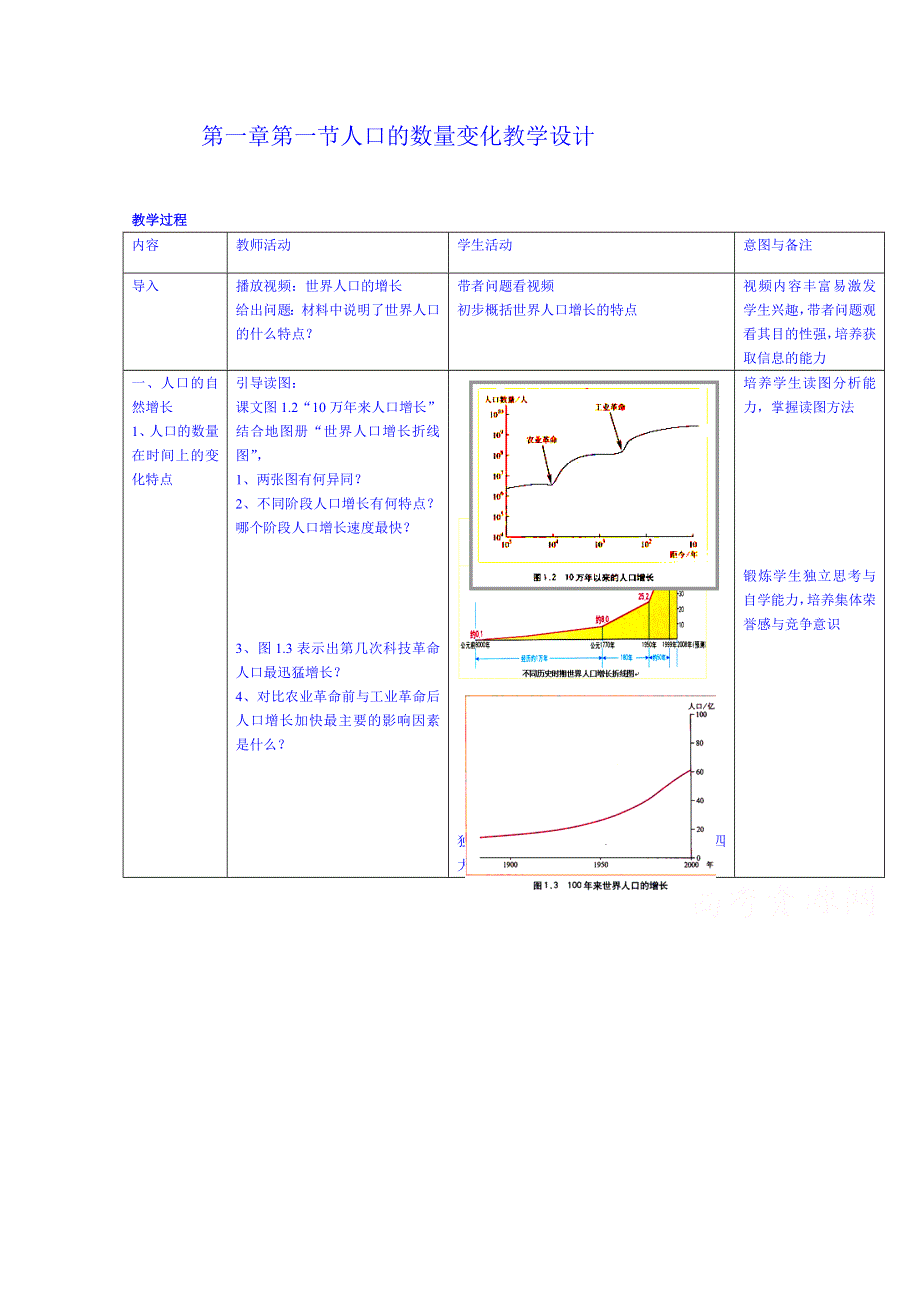 《名师课堂 备课包》2013-2014学年高一下学期地理人教版必修2教案 第1章第1节 人口的数量变化2.doc_第1页