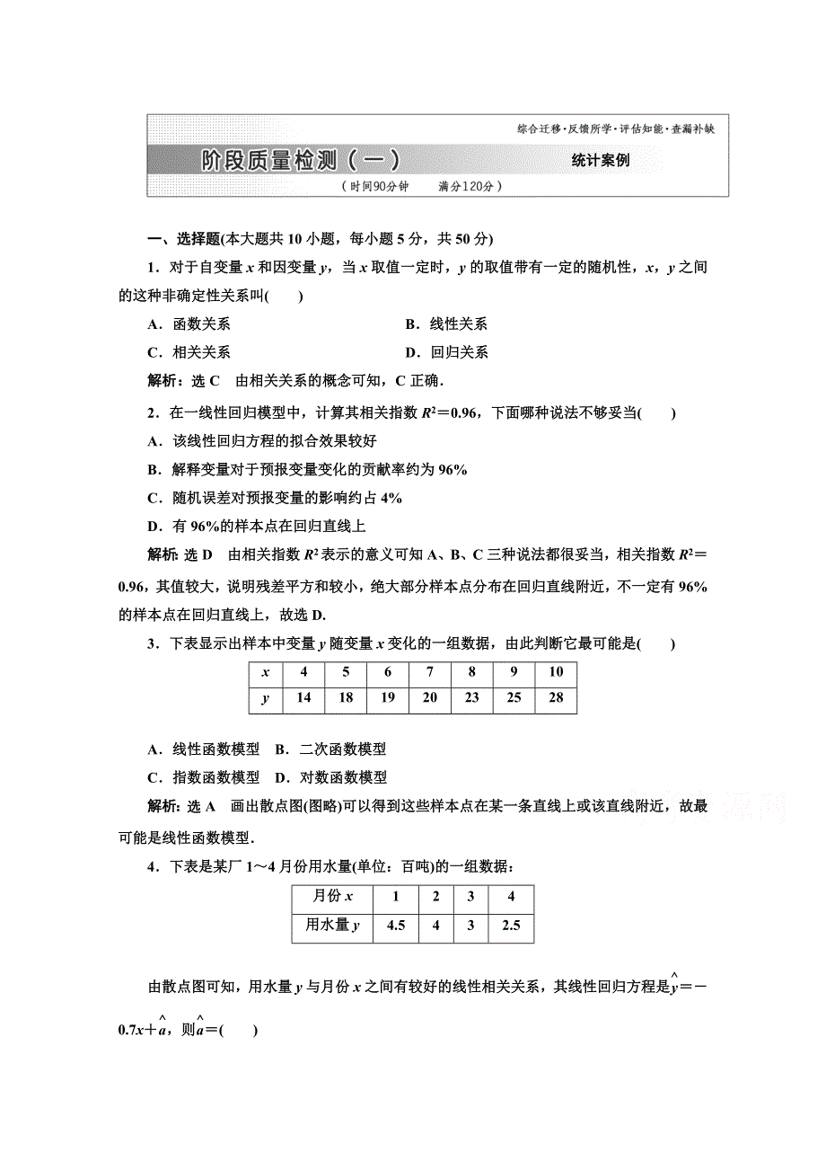 《三维设计》2015-2016学年新课标A版数学选修1-2习题 阶段质量检测（一）.doc_第1页