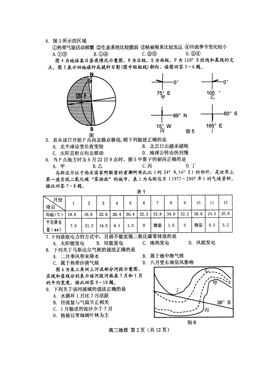 2011年江苏省无锡市高三教学情况调查（二）地理试题（扫描版）（2011.5）.doc_第2页