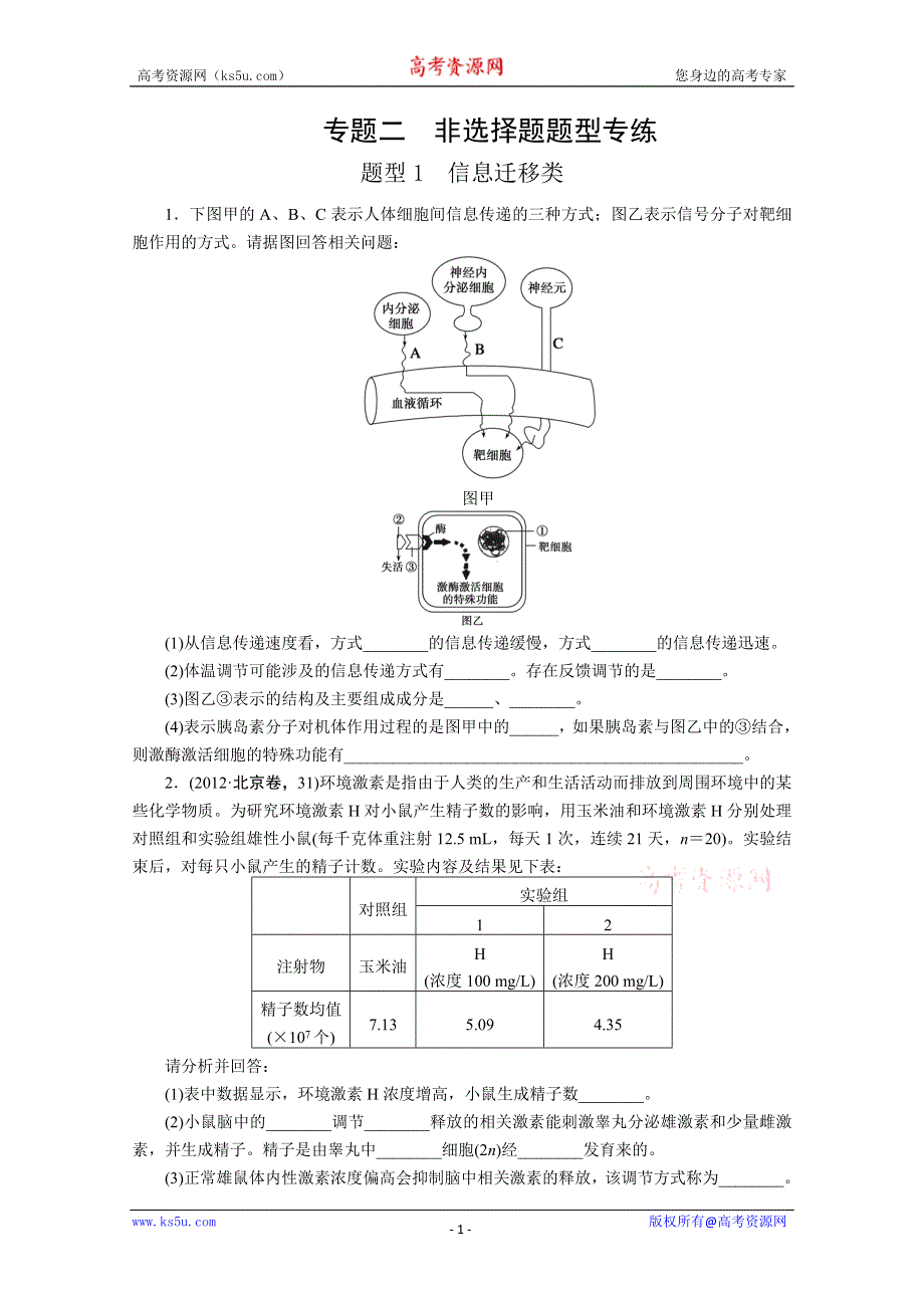 2013届高三二轮题型分析---信息迁移类.doc_第1页