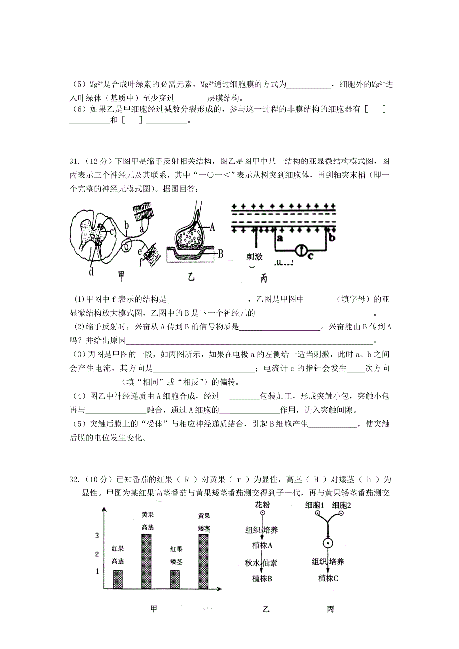 云南省玉溪一中2013届高三上学期第四次月考 生物试题.doc_第3页