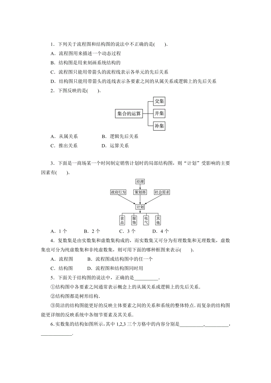 《一线教师精品》高二数学北师大版选修1-2同步精练：2.2结构图 WORD版含答案.doc_第1页