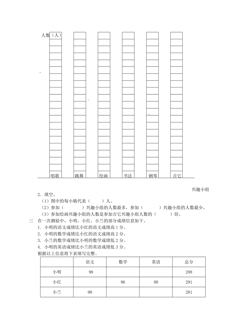 三年级数学下册 六 简单的统计活动单元综合测试 西师大版.doc_第2页