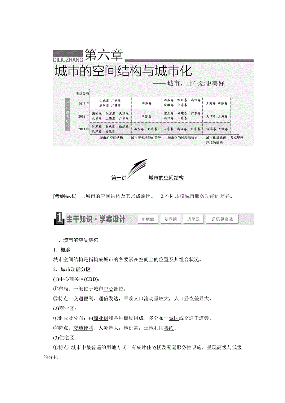 《三维设计》2015高考地理（山东专用）总复习教学案：第6章城市的空间结构与城市化.doc_第1页