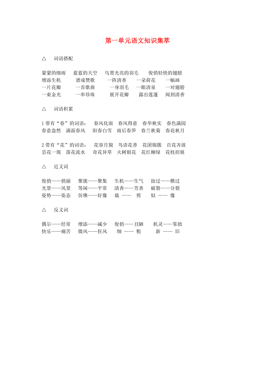 三年级语文下册 第一单元知识集萃 新人教版.doc_第1页