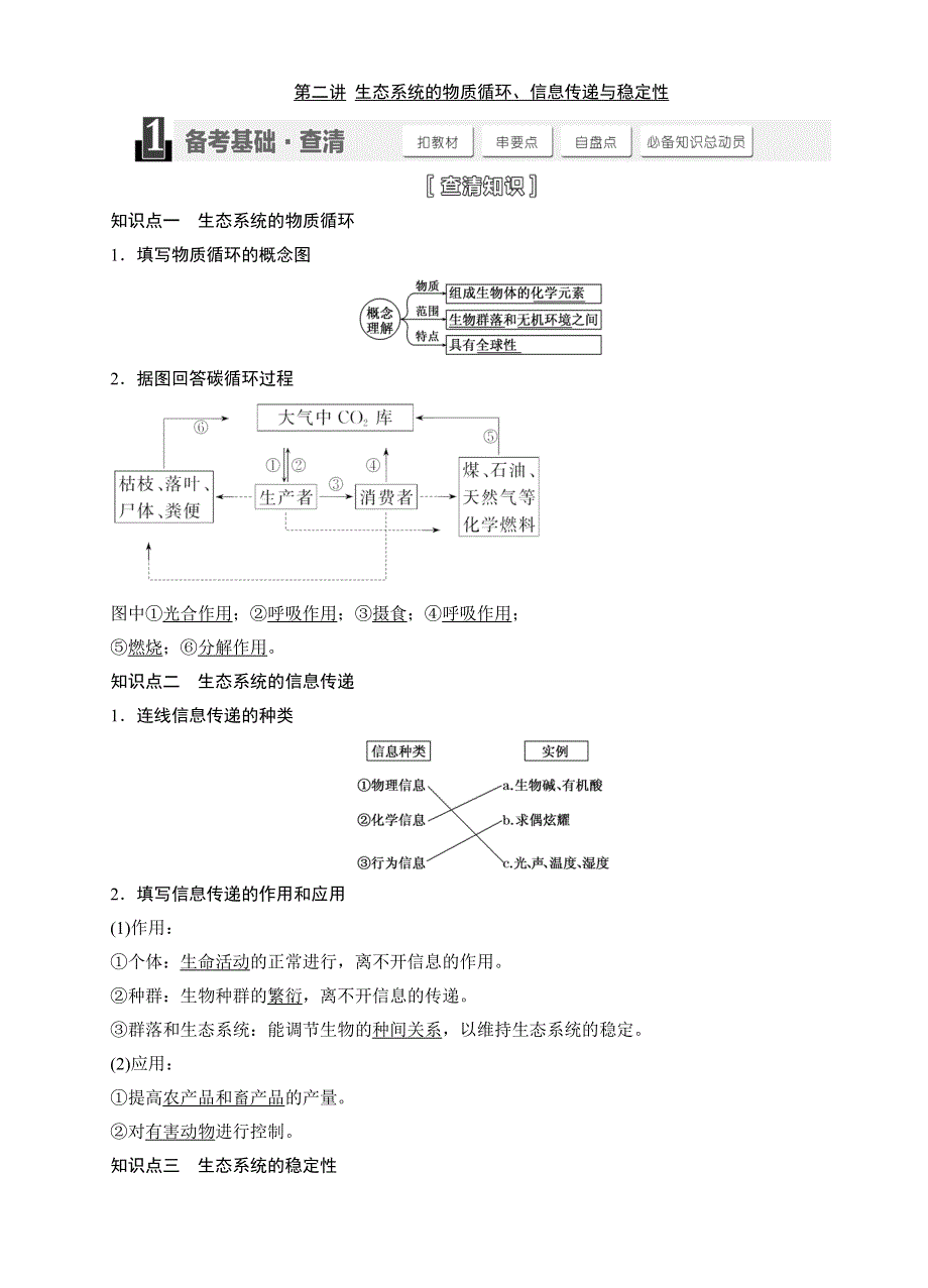 《三维设计》2015高考生物一轮精品讲义：3.4.2生态系统的物质循环.doc_第1页