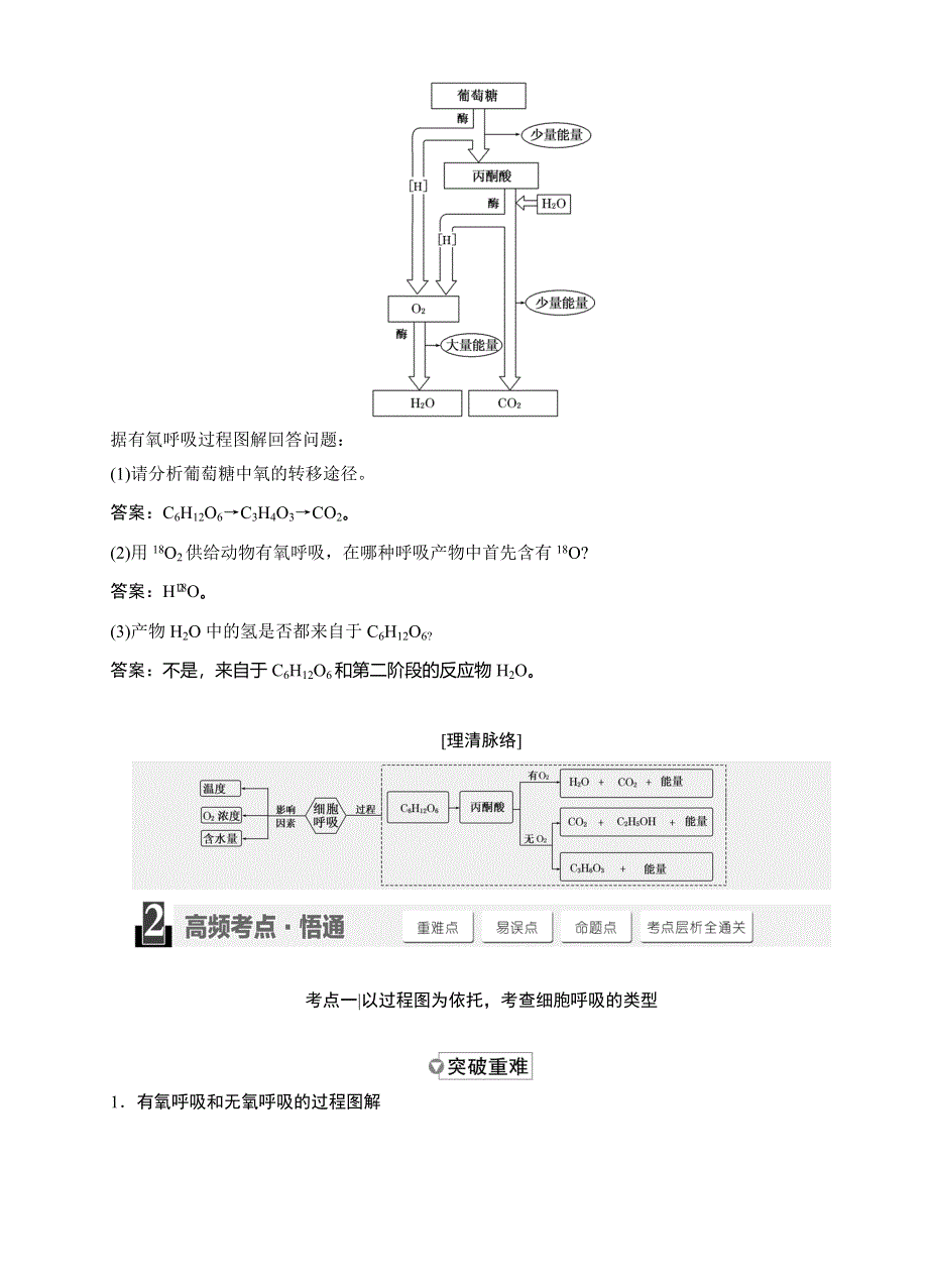 《三维设计》2015高考生物一轮精品讲义：1.3.2ATP的主要来源-细胞呼吸.doc_第3页