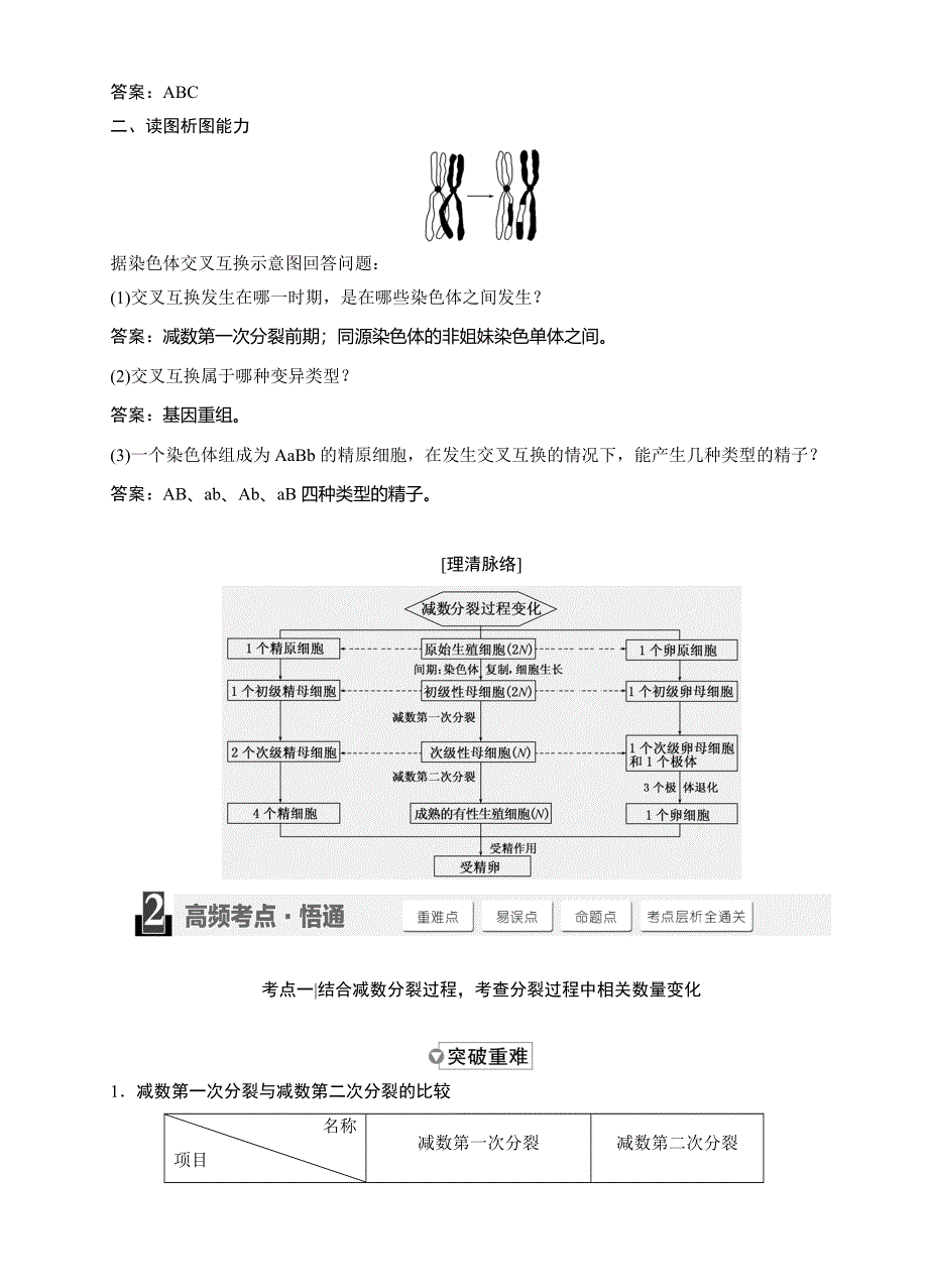 《三维设计》2015高考生物一轮精品讲义：1.4.2减数分裂与受精作用.doc_第3页