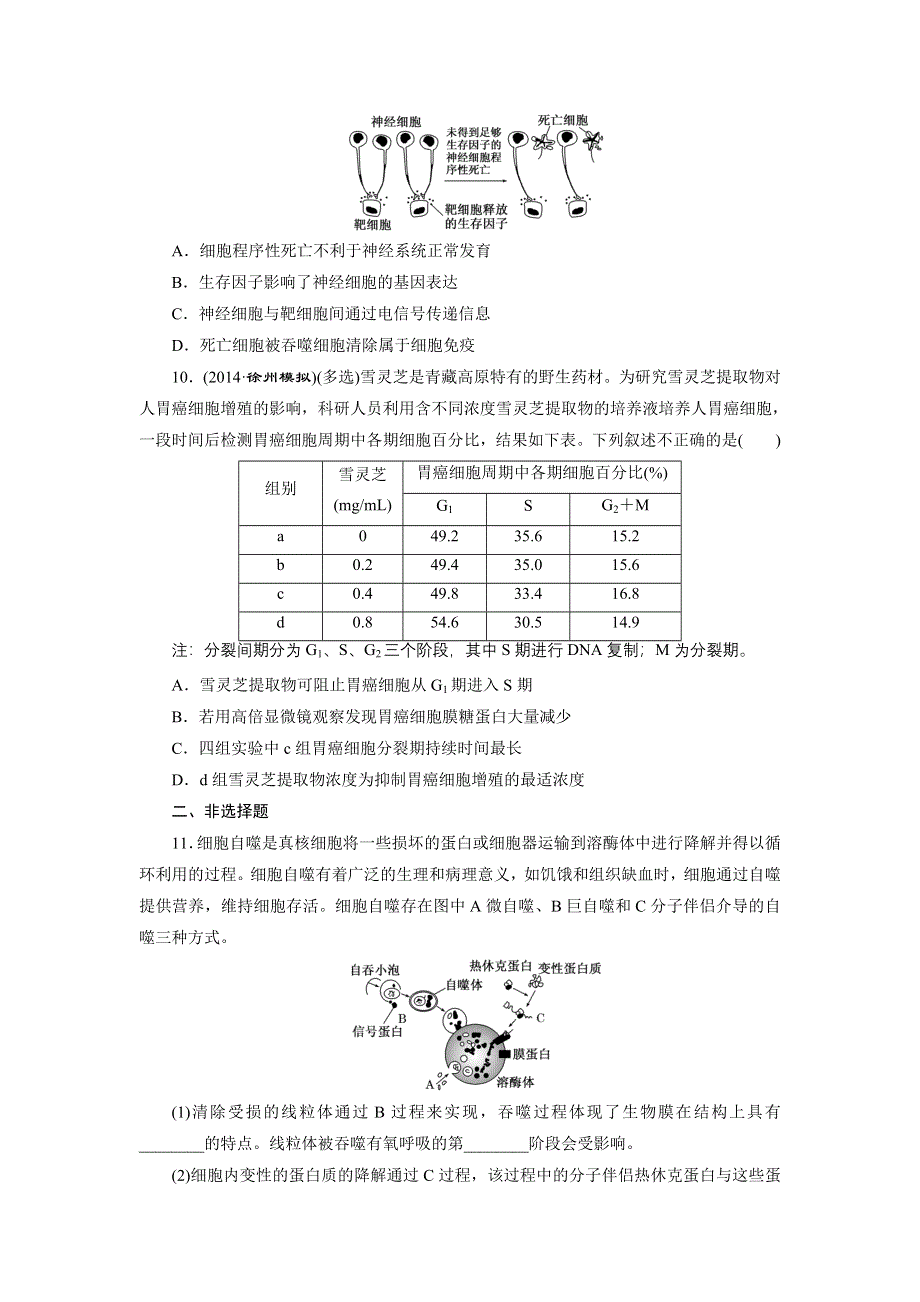 《三维设计》2015高考生物二轮复习练习：知能专练（四）　细胞系统的发展变化——细胞的生命历程.doc_第3页