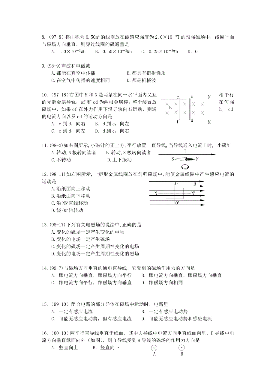 2011年高中物理学业水平单元测试：第六单元《磁场电磁感应》.doc_第2页