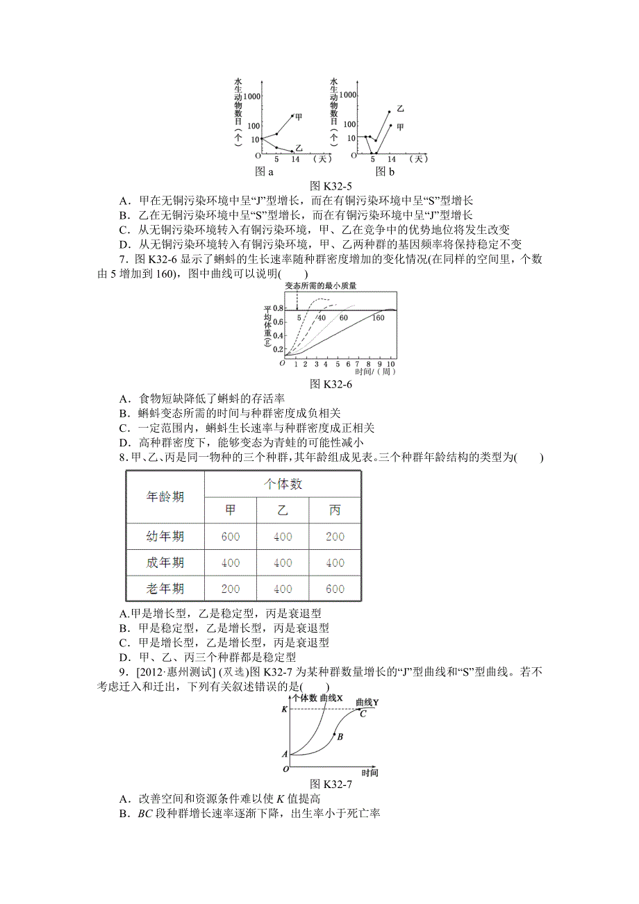 2013届高三广东专版生物一轮复习课时作业32 种群的特征与种群的数量变化.doc_第2页