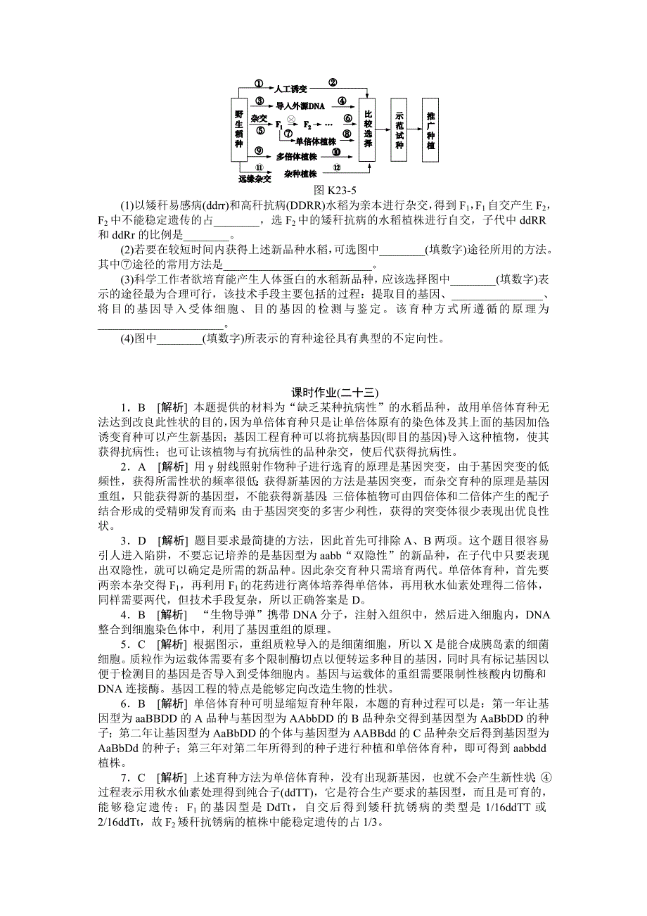 2013届高三广东专版生物一轮复习课时作业23 杂交育种到基因工程.doc_第3页