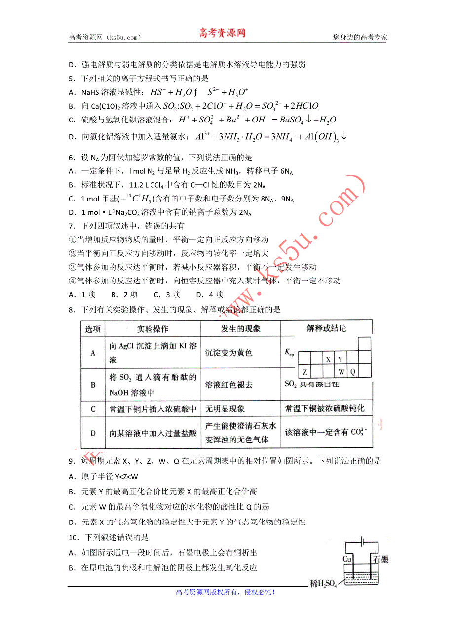 《名校》山东省潍坊市2015届高三上学期期末考试试题A卷化学试题 WORD版含答案.doc_第2页