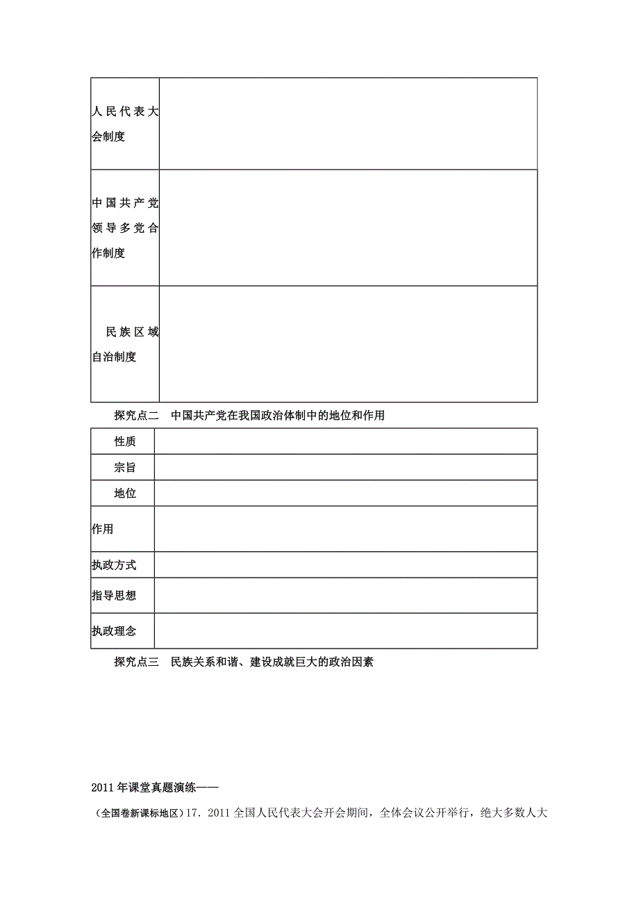 2013届高三政治一轮复习学案：第三单元 发展社会主义民主政治（新人教必修2）.doc_第2页