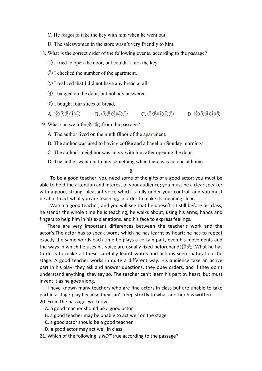 《名校》广东省揭阳市第三中学2015-2016学年高一上学期第一次阶段考试英语试题 WORD版含答案.doc_第3页