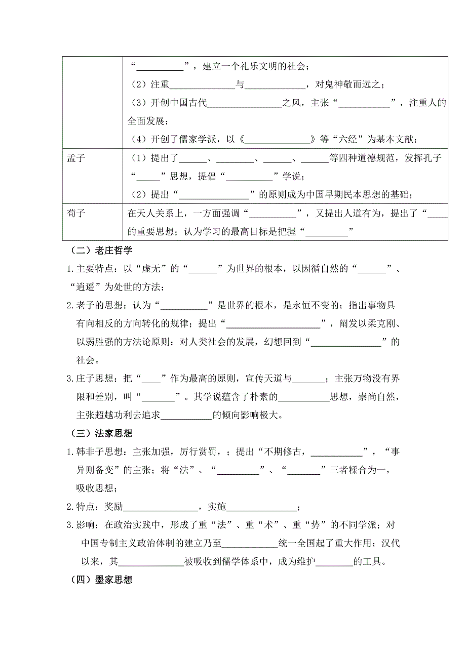 四川省宜宾市南溪区第二中学校高三历史一轮复习导学案：必修三 专题一 中国传统文化主流思想的演变.doc_第2页