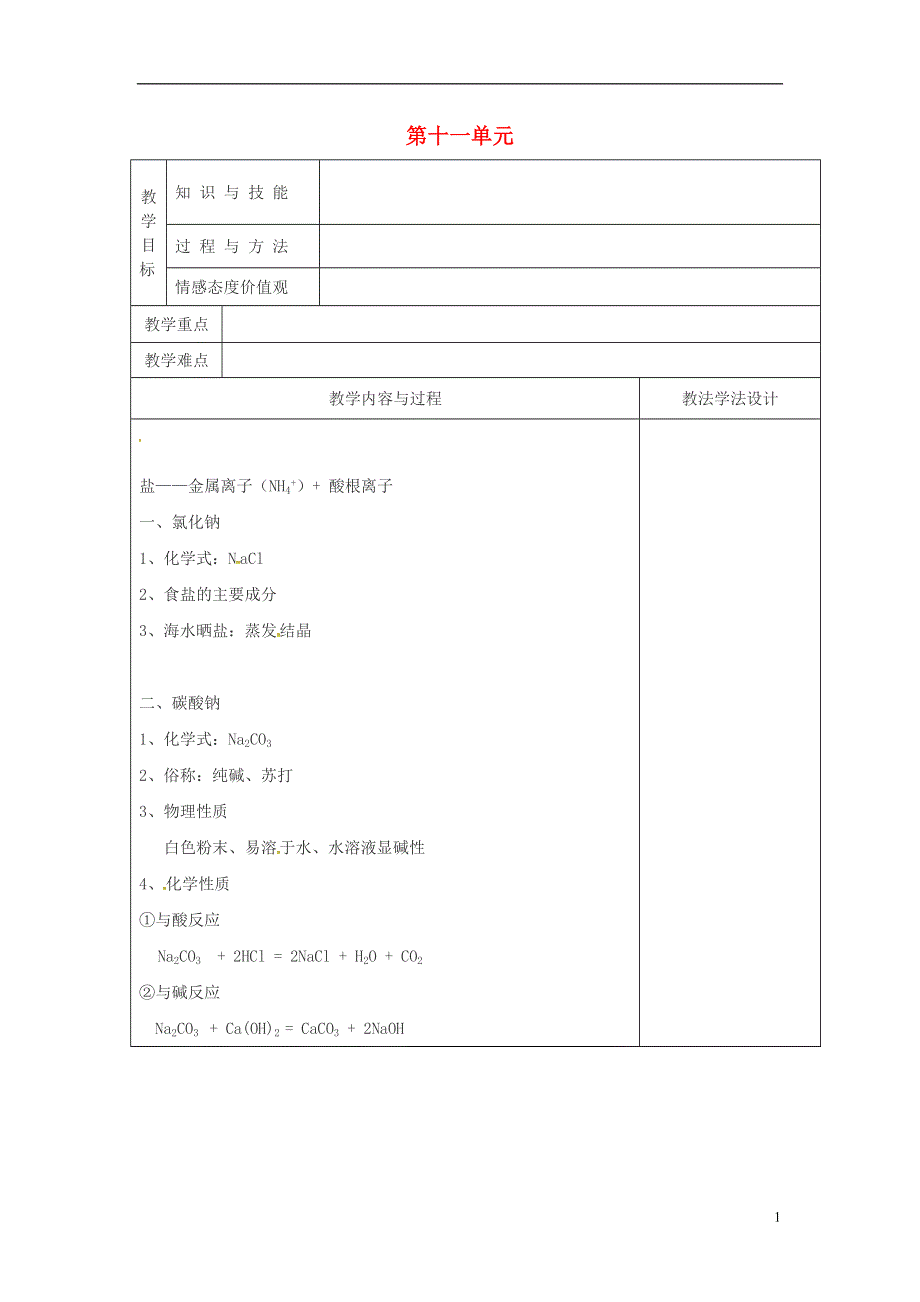 吉林省长春市双阳区九年级化学下册第11单元盐化肥复习课教学案无答案新版新人教版.doc_第1页