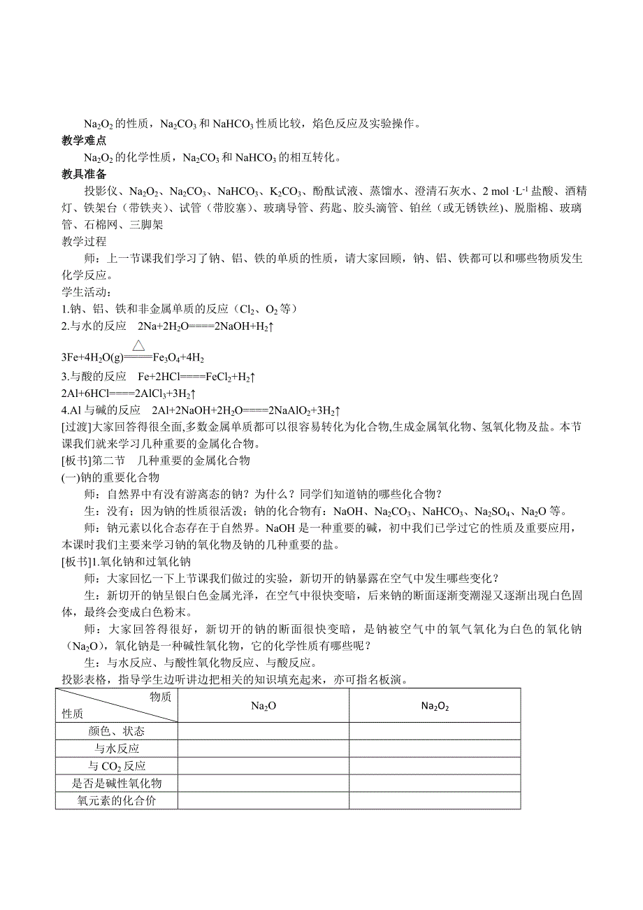 《创新设计》2015-2016学年高一化学人教版必修1教案：第3章 第2节 几种重要的金属化合物 第1课时 WORD版含答案.doc_第3页