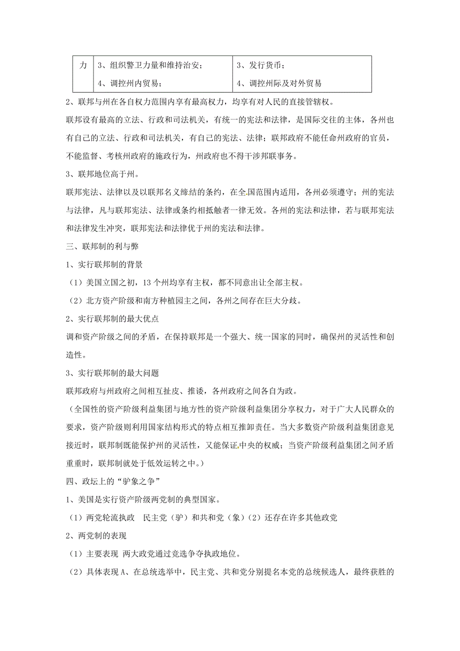 2013届高三政治二轮专题复习最新讲义：专题19 联邦制、两党制、三权分立：以美国为例1.doc_第2页