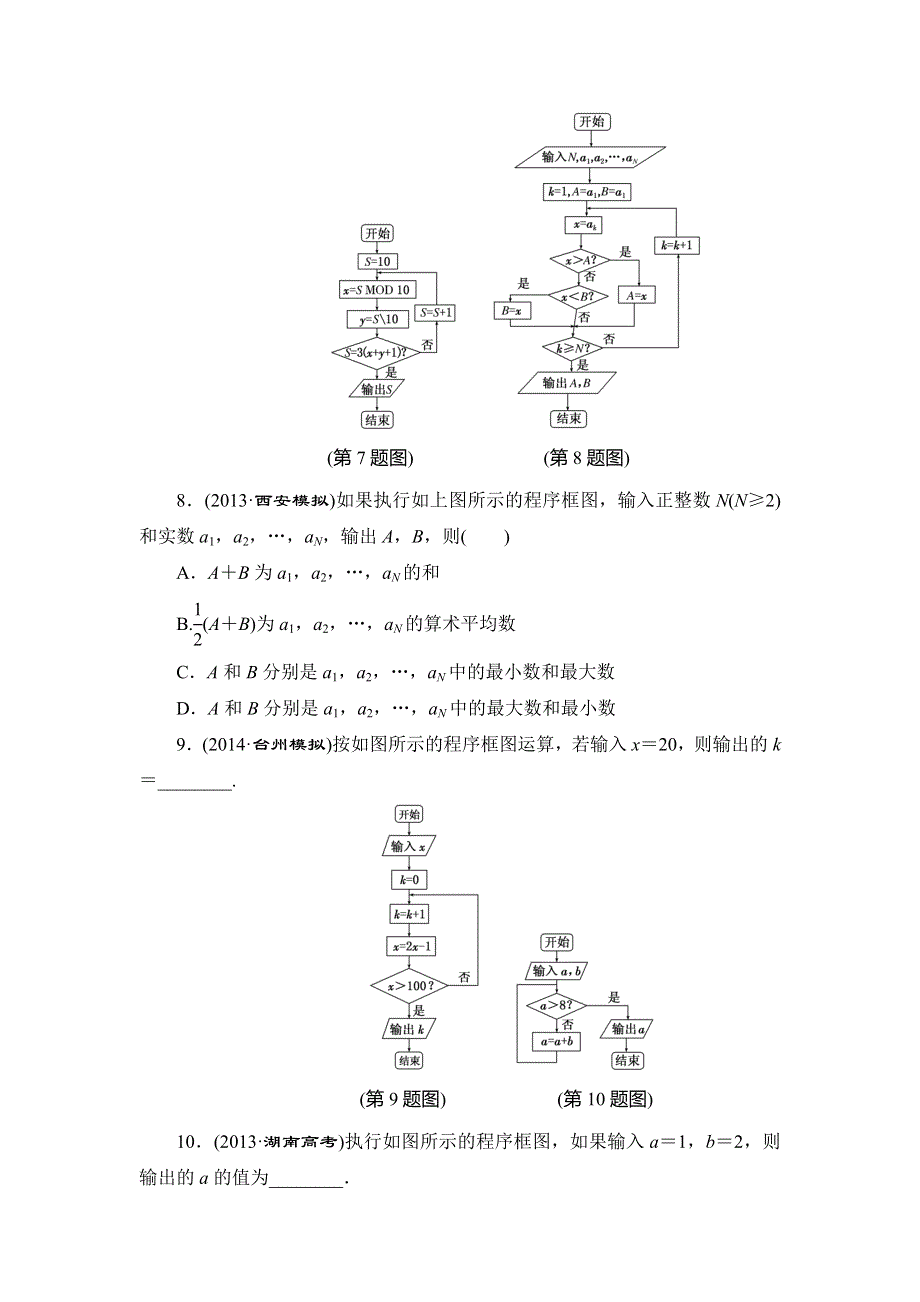 《三维设计》2015届高考数学（人教理科）大一轮配套课时训练：(七十一)　算法与程序框图（含14年最新题及答案解析）.doc_第3页