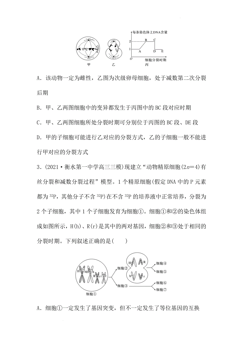 《名校》2022届高中生物二轮复习专题强化练：细胞的生命历程 含答案.docx_第2页