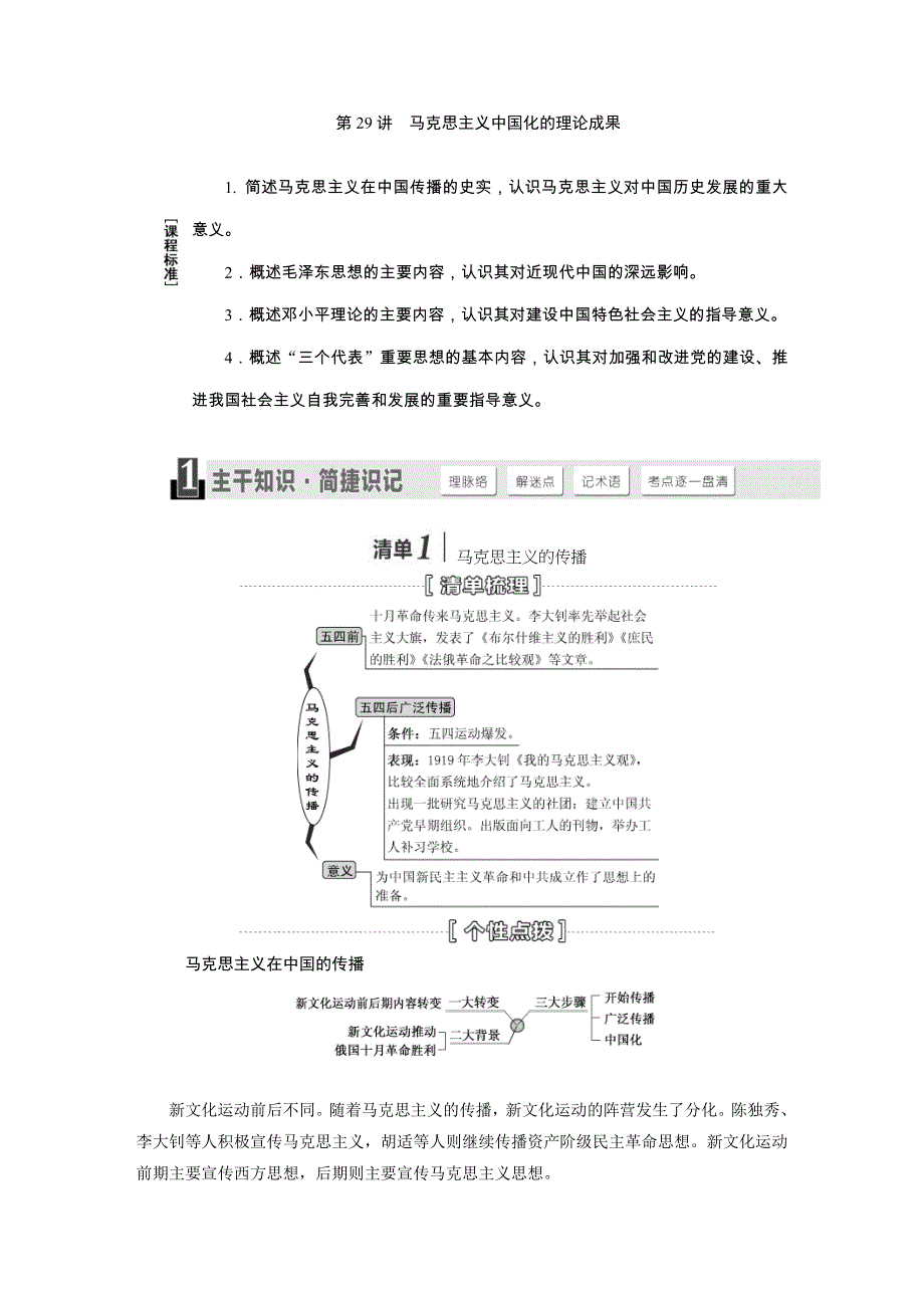 《三维设计》2015届高考历史（安徽专用人教版）一轮总复习名师讲义：第29讲 马克思主义中国化的理论成果（把握线索 主干知识 核心解读 热点突破 演练提升）.doc_第1页