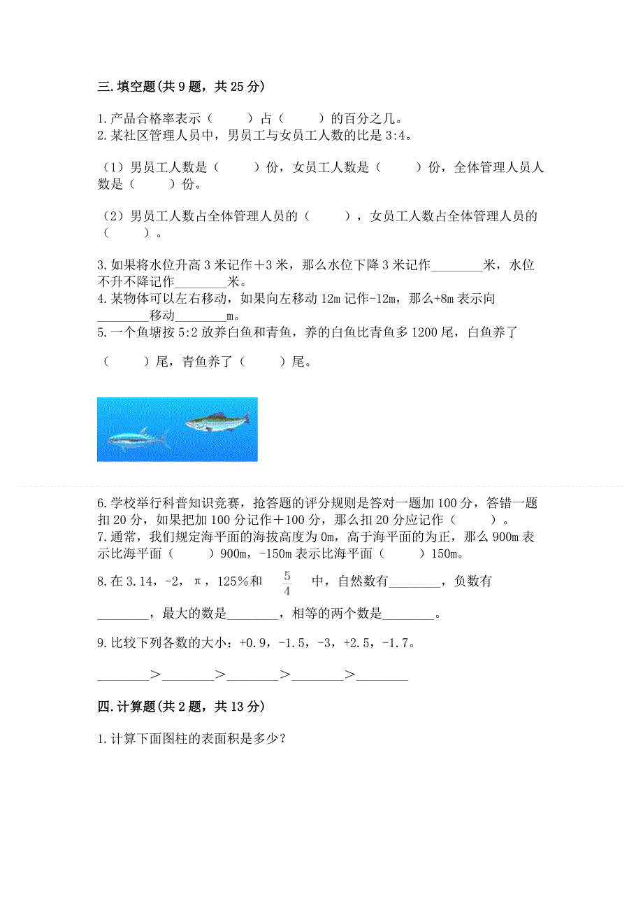 小学六年级下册数学期末测试卷含答案【达标题】.docx_第2页