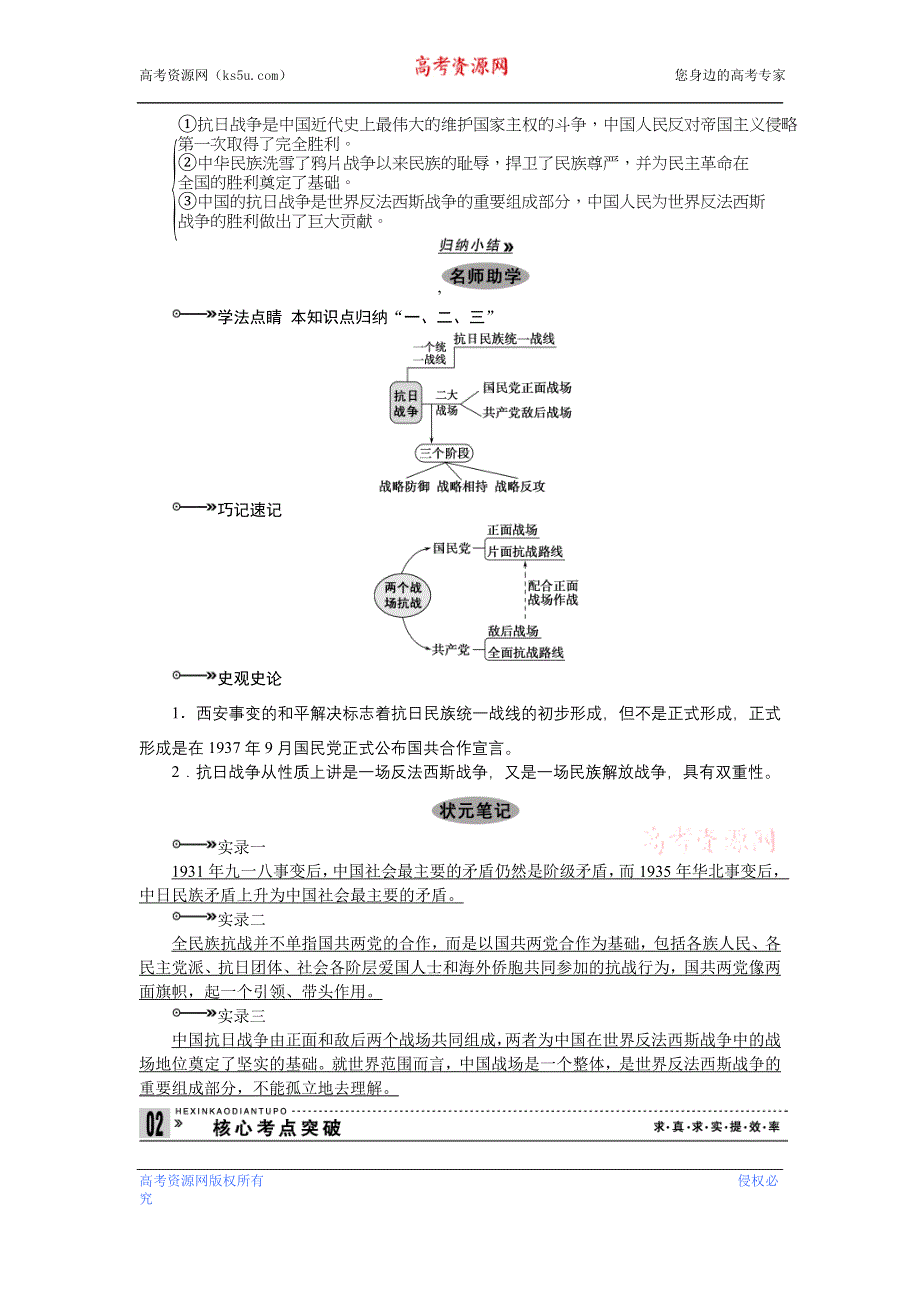 2013届高三历史专题课时训练第4课时 伟大的抗日战争（新人教版）.doc_第3页