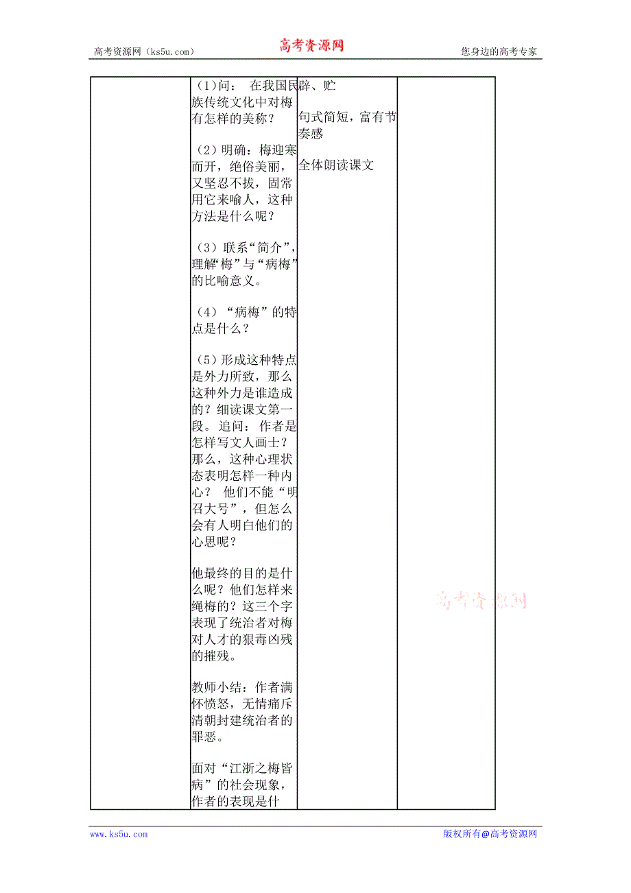 2011年高一语文：5.17《病梅馆记》教案（华东师大版高一语文上）.doc_第3页