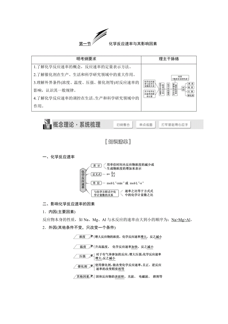 《三维设计》2015高考化学（人教通用）一轮讲义：第8章 第1节 化学反应速率与其影响因素.doc_第1页