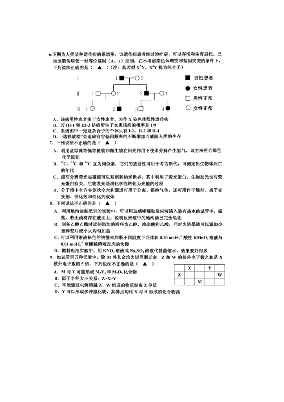 《名校》浙江省台州中学、新昌中学等2015届高三5月模拟考试理科综合试题 扫描版缺答案.doc_第2页