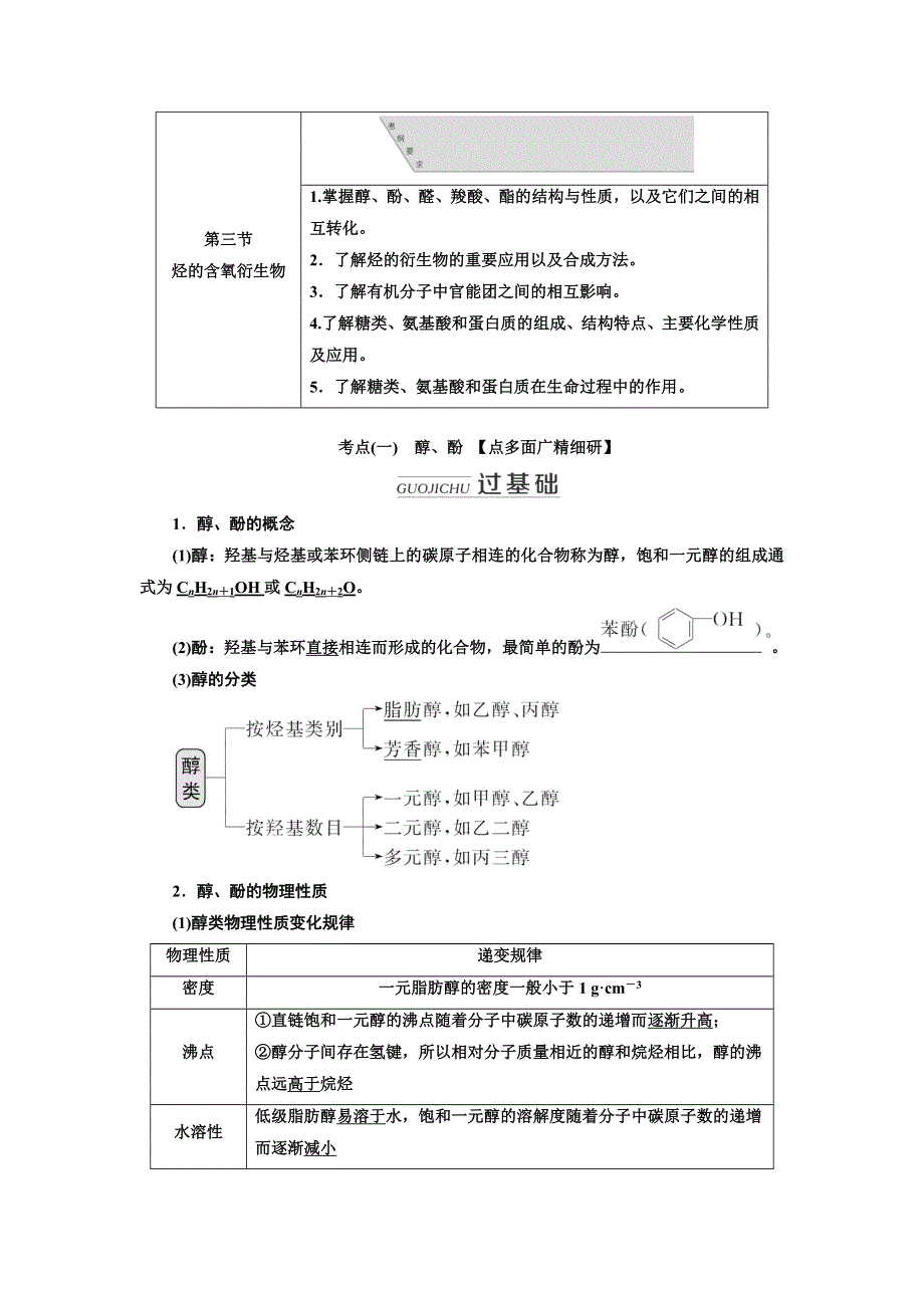 2020版高考新创新一轮复习化学通用版学案：第十一章 第三节 烃的含氧衍生物 WORD版含解析.doc_第1页