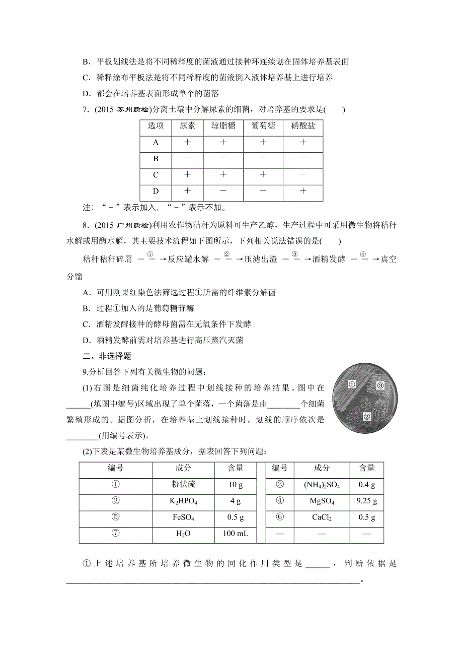 《三维设计》2016届高三生物一轮复习课时跟踪检测（四十）　微生物的培养与利用 .doc_第2页