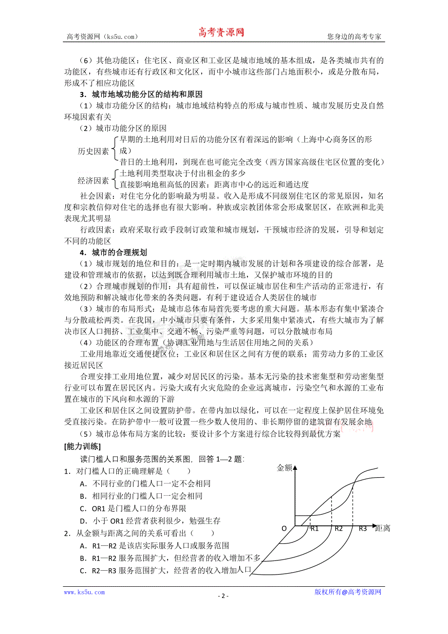 临川二中2011高考地理复习专题精讲：城市地域结构与规划.doc_第2页