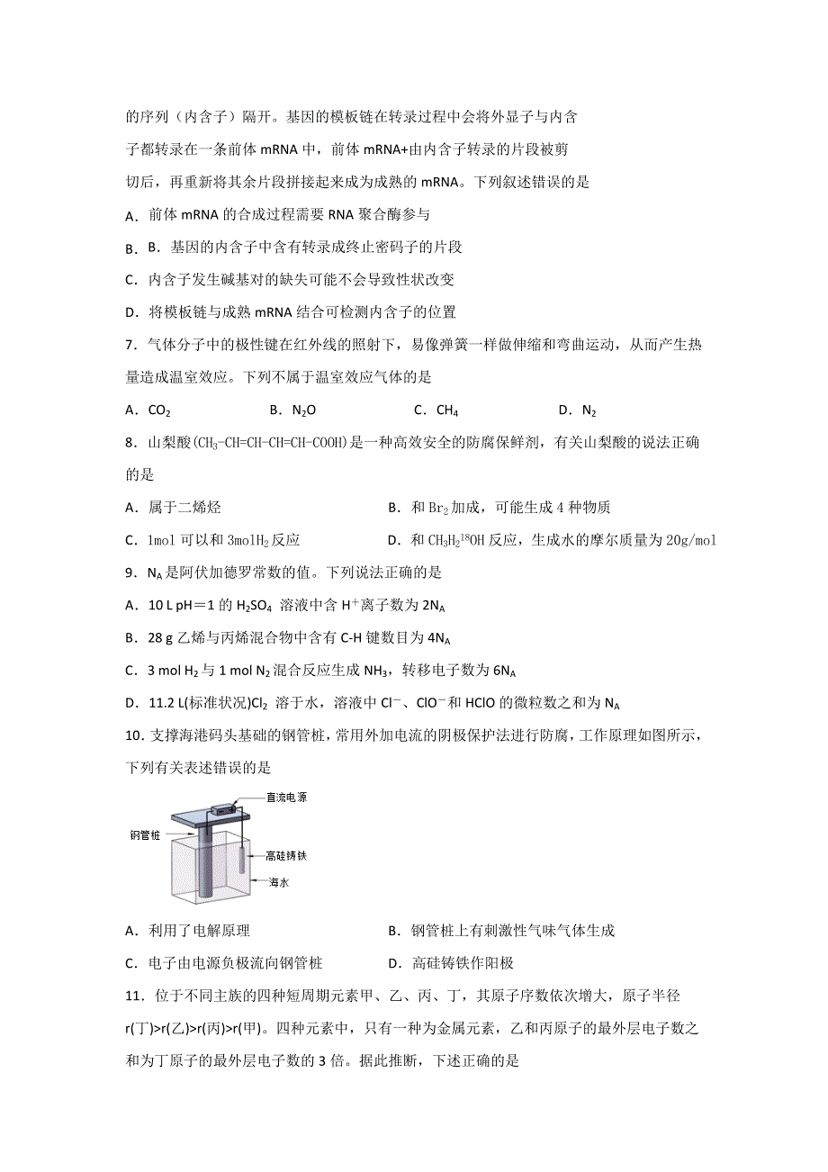 四川省宜宾市叙州区第一中学校2020届高三上学期期末考试理科综合试题 WORD版含答案.doc_第2页