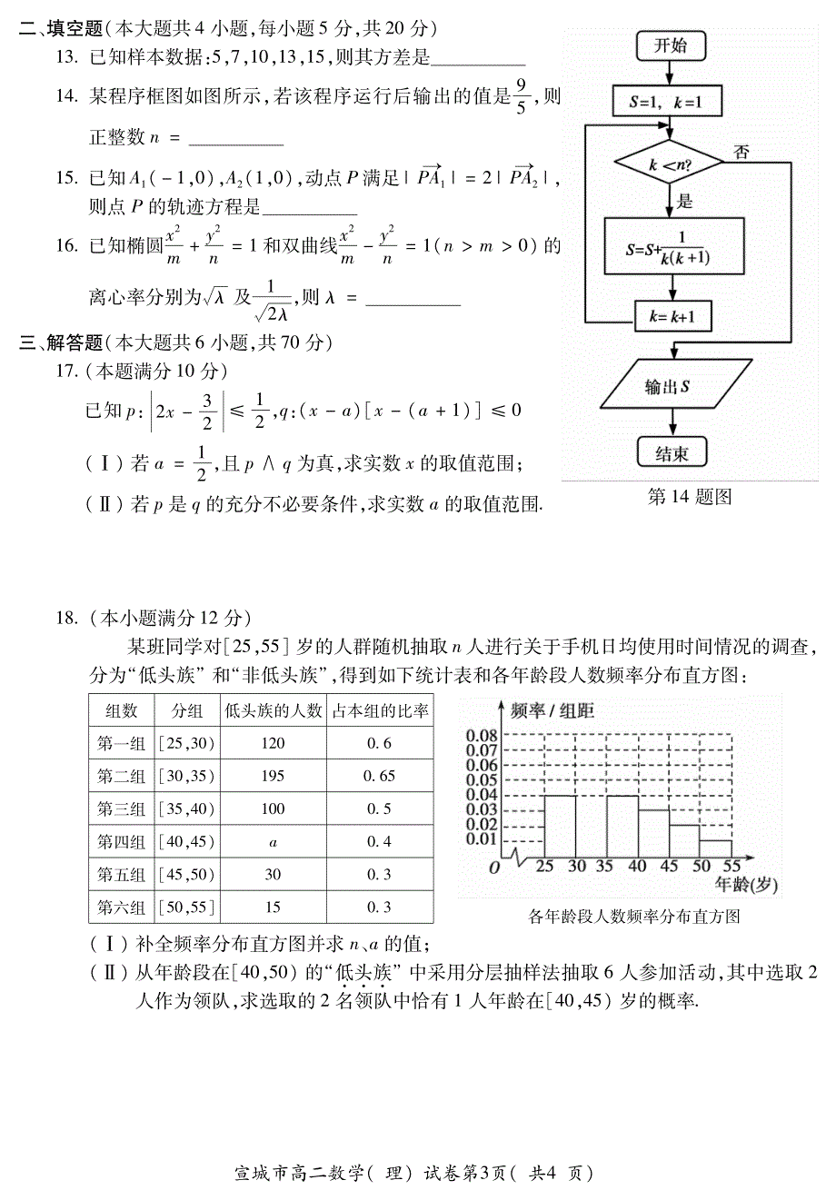 安徽省宣城市2020-2021学年高二第一学期调研测试数学（理）试卷 PDF版含答案.pdf_第3页