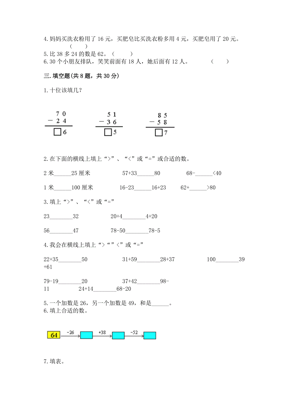 小学数学二年级 100以内的加法和减法 练习题精品【典型题】.docx_第2页