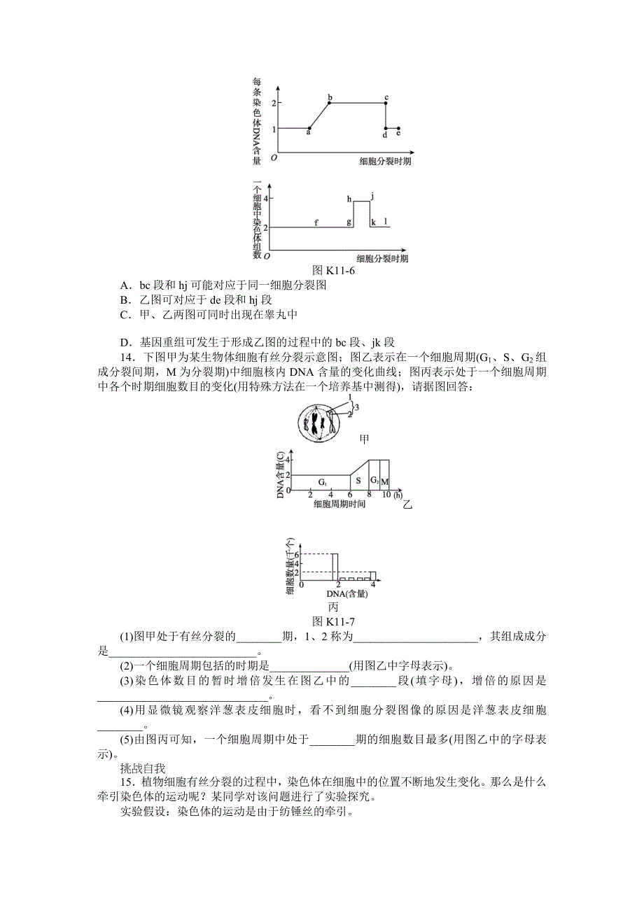 2013届高三浙科版生物一轮复习课时作业11 细胞的增殖.doc_第3页