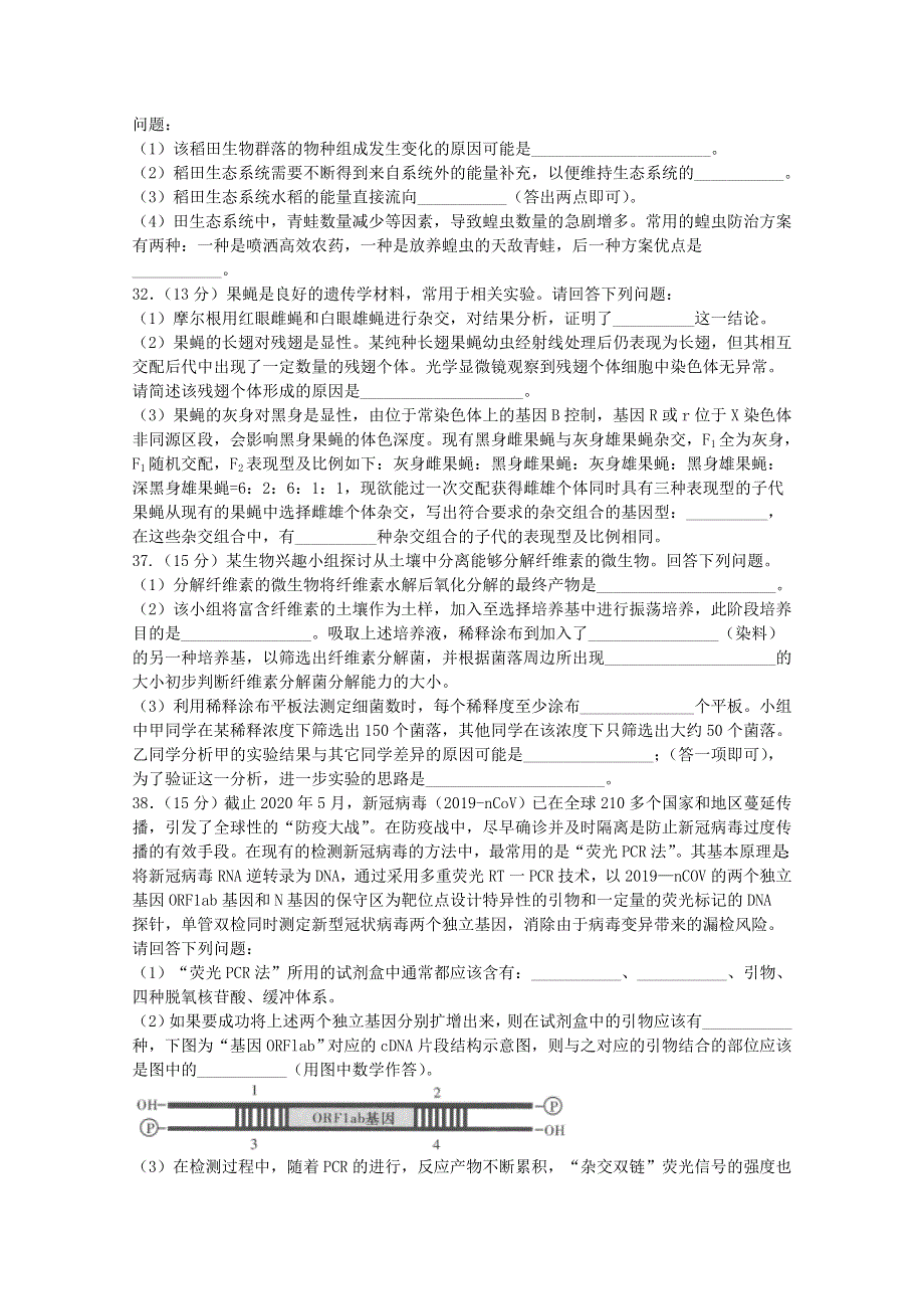 四川省宜宾市叙州区第二中学2020届高考生物第一次适应性考试试题.doc_第3页