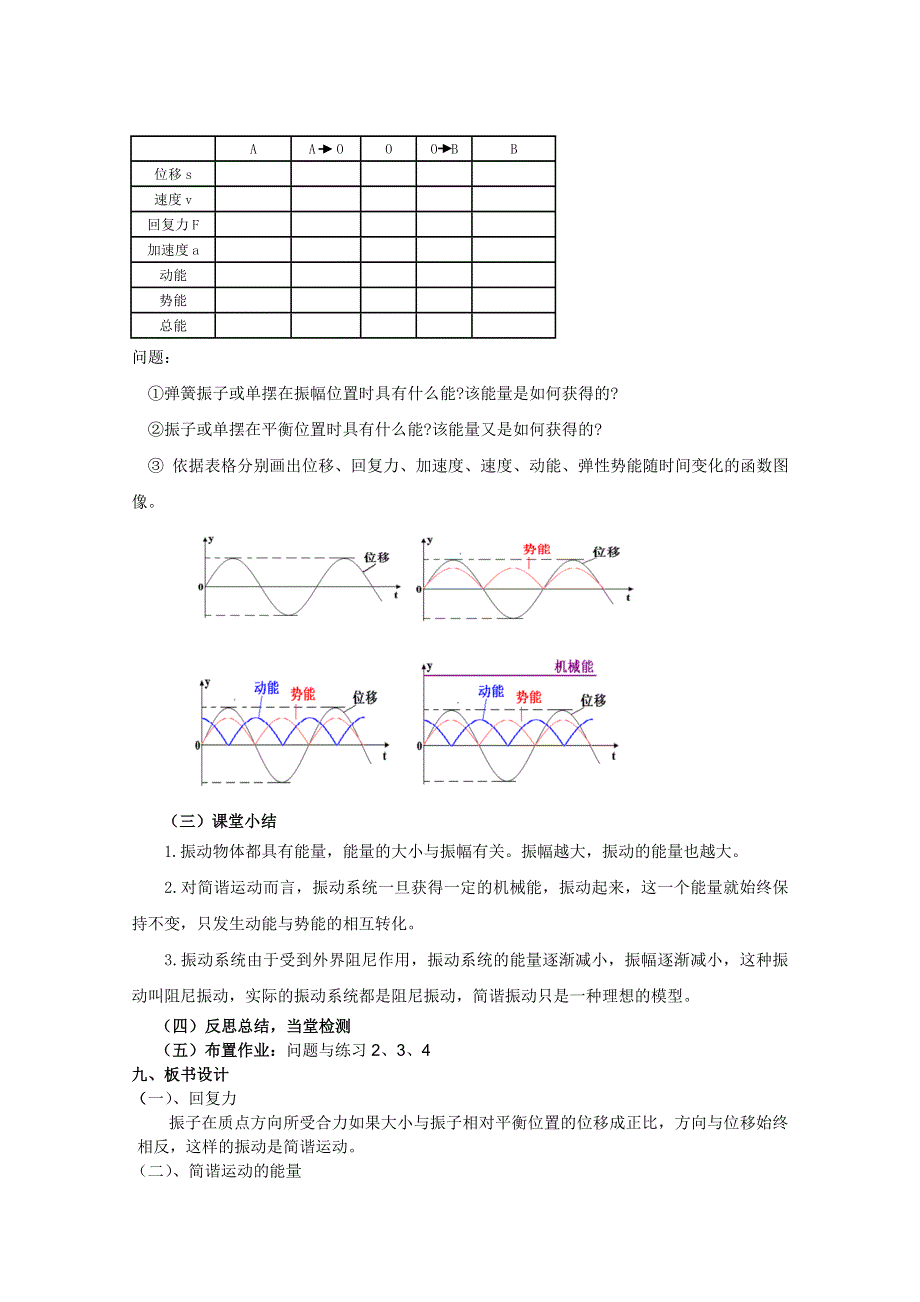 临清实验高中高二物理教学案：选修3-4 11.3简谐运动的回复力和能量.doc_第3页