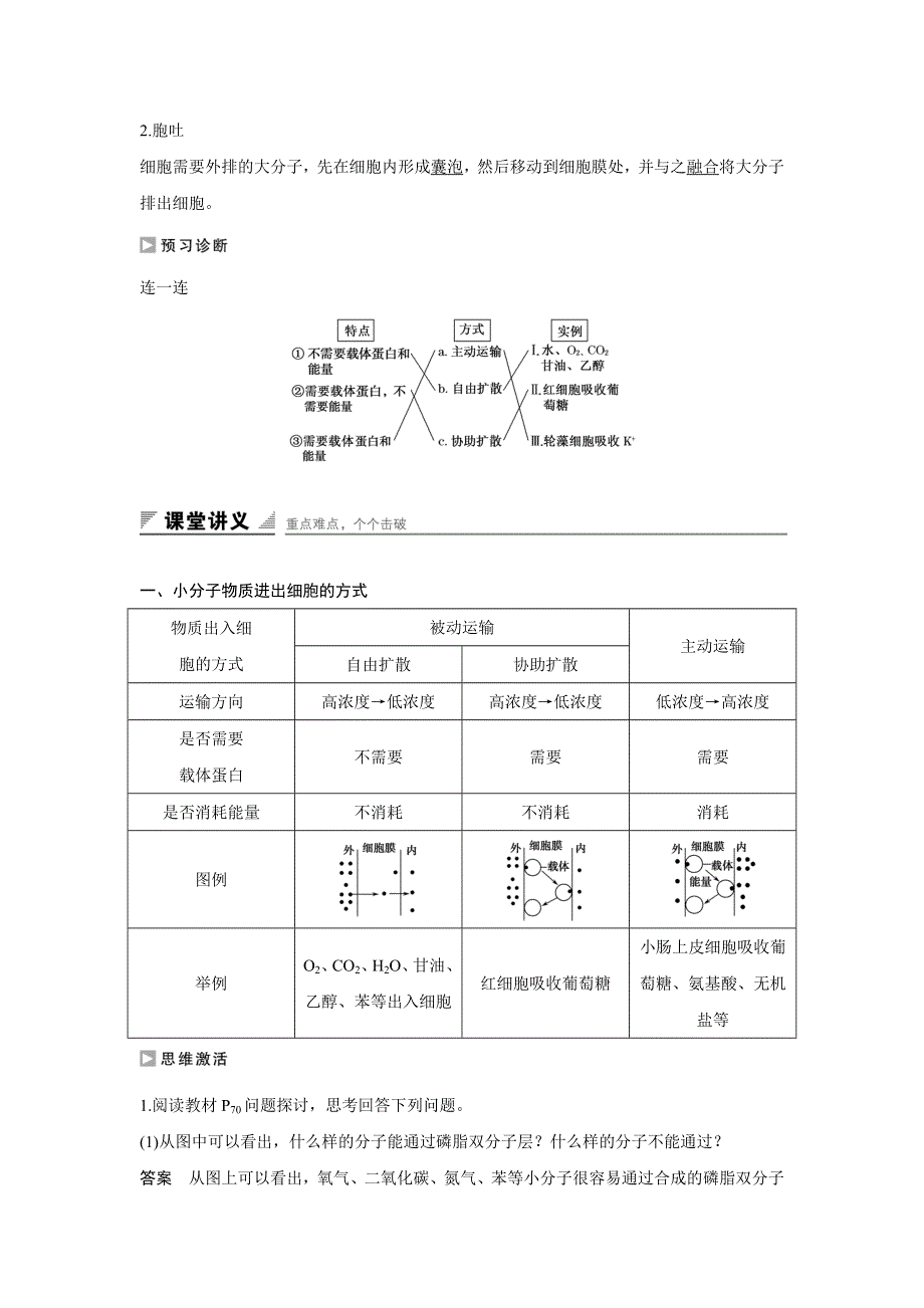 《创新设计》2015-2016学年高一生物人教版必修1学案：第四章 第3节 物质跨膜运输的方式 WORD版含答案.doc_第2页