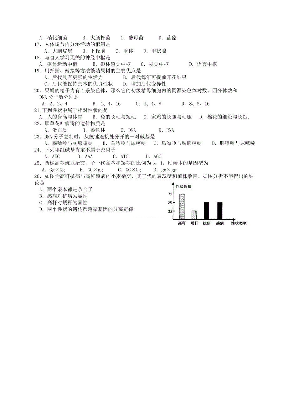 云南省蒙自县文澜高级中学2013-2014学年高二上学期期中考试生物试题 WORD版含答案.doc_第2页