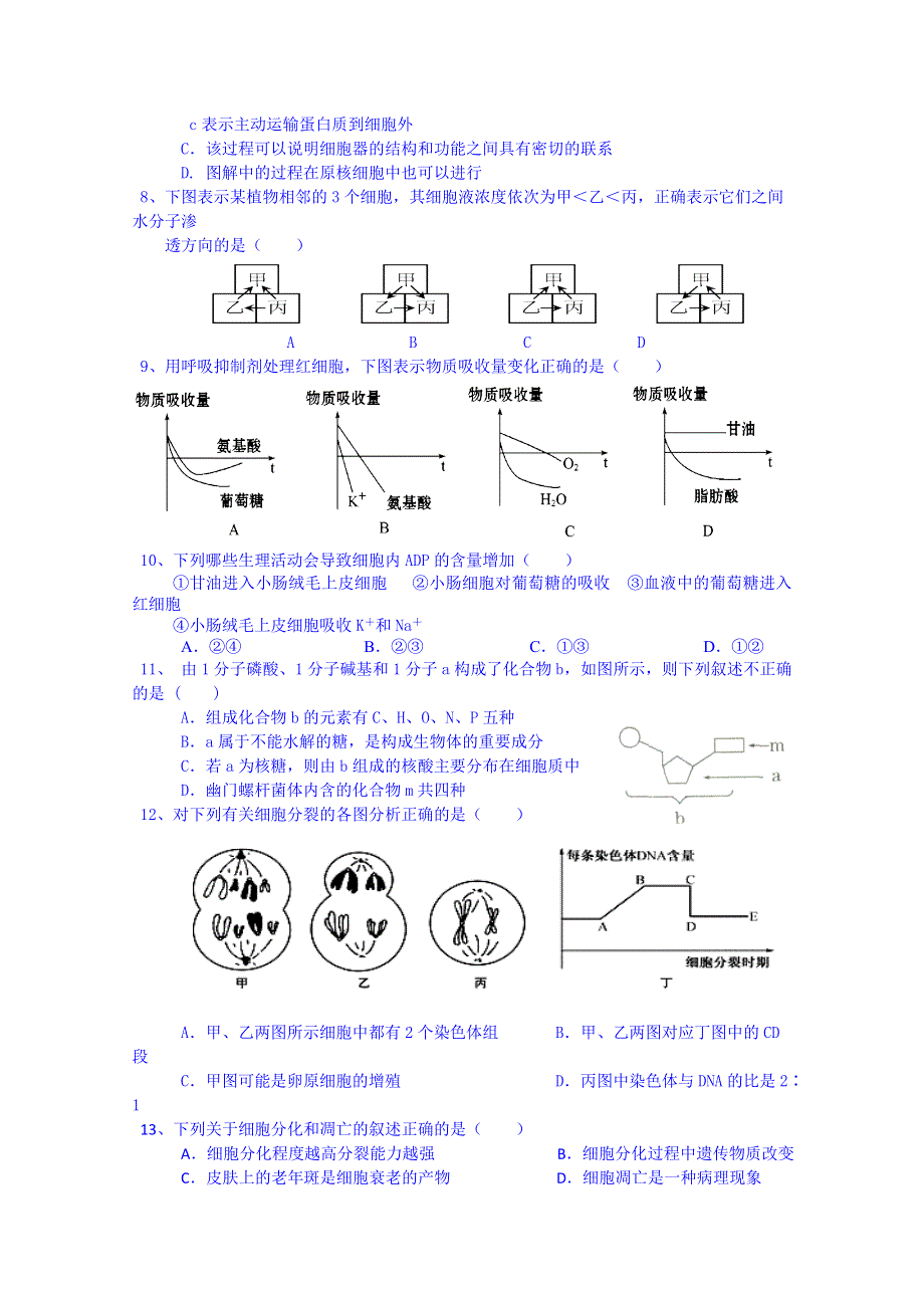 云南省蒙自市蒙自第一中学2014-2015学年高二上学期期末考试生物试题 WORD版含答案.doc_第2页