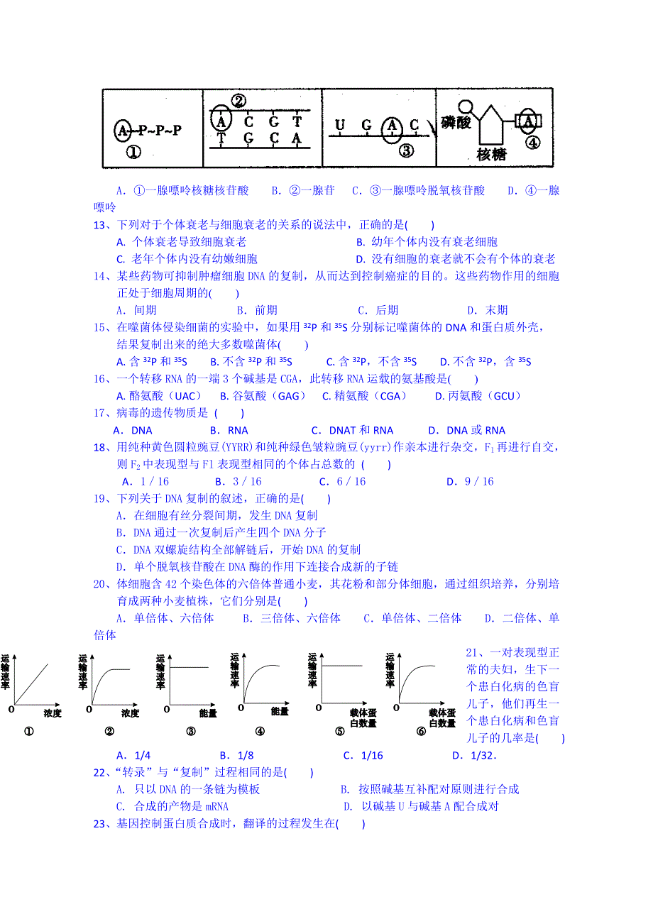 云南省蒙自市蒙自第一中学2014-2015学年高二下学期开学考试生物试题 WORD版含答案.doc_第2页