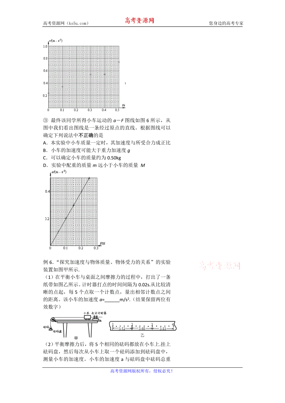 《名校推荐》北京市第四中学高一物理知识点复习：牛顿运动定律实验专题 .doc_第3页