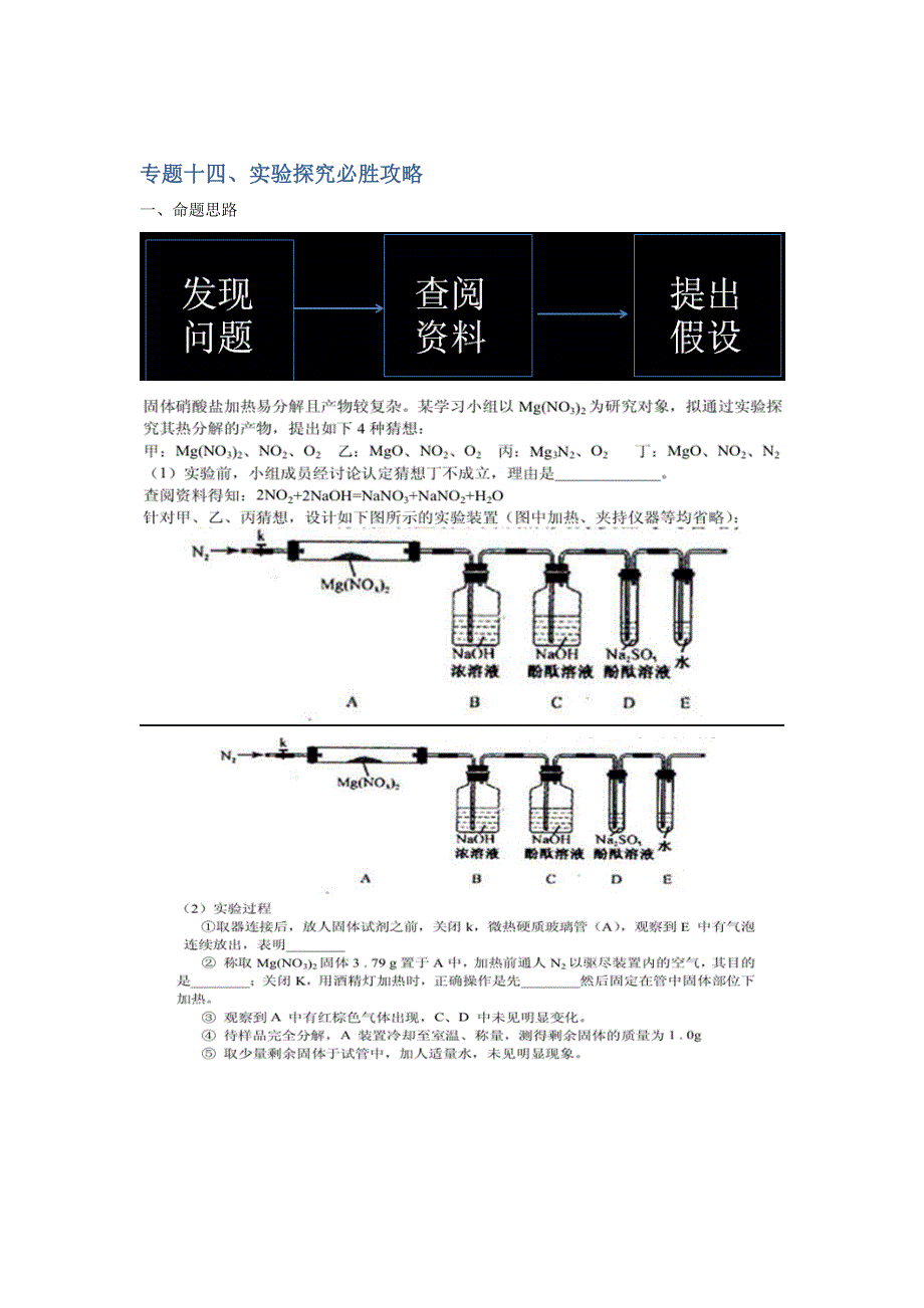 《名校推荐》北京市第四中学高三化学15天冲刺讲义：专题十四、实验探究必胜攻略 PDF版.doc_第1页